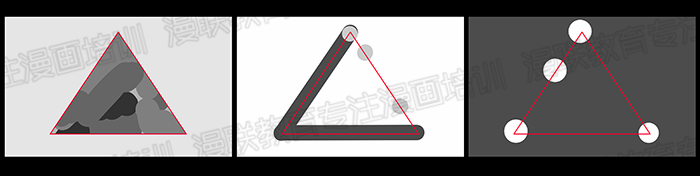 绘画漫画初学者必备知识!三角构图法及圆构图法