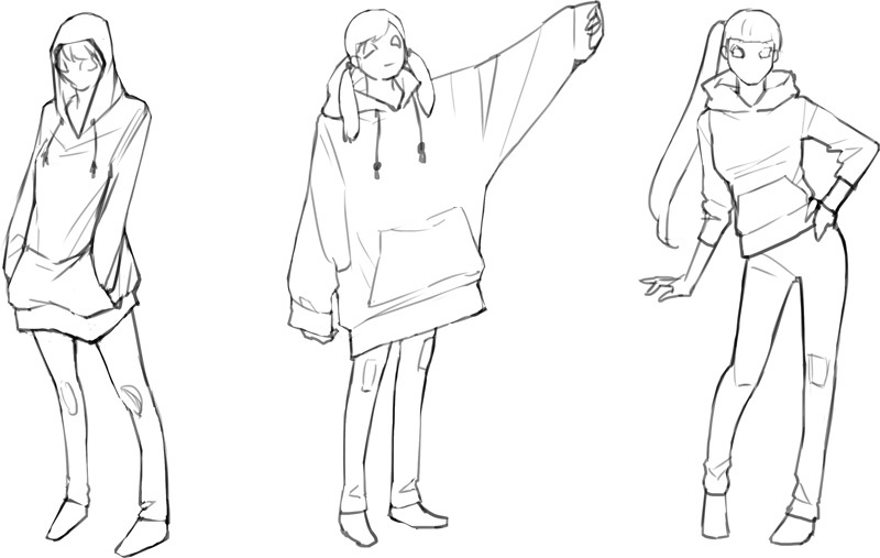 如何用线条画和色彩画衣服?