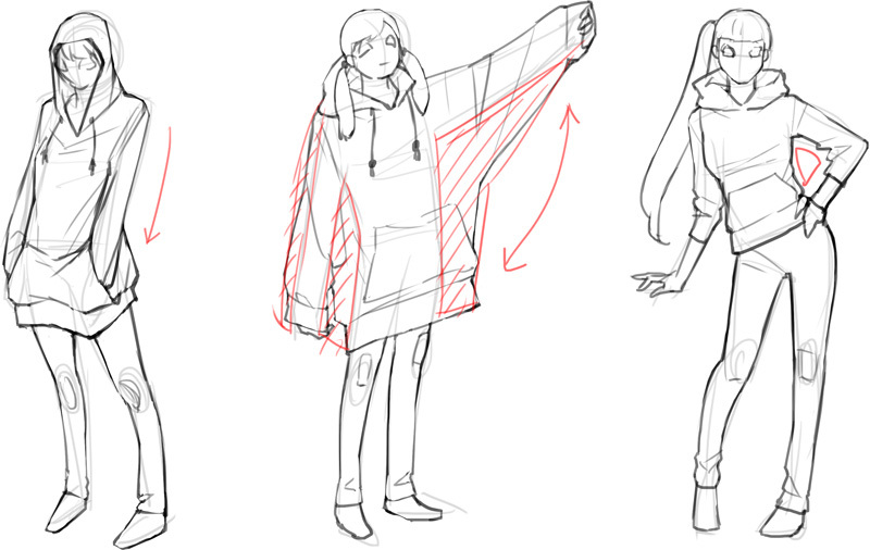 如何用线条画和色彩画衣服?