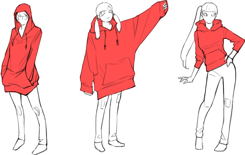 如何用线条画和色彩画衣服?