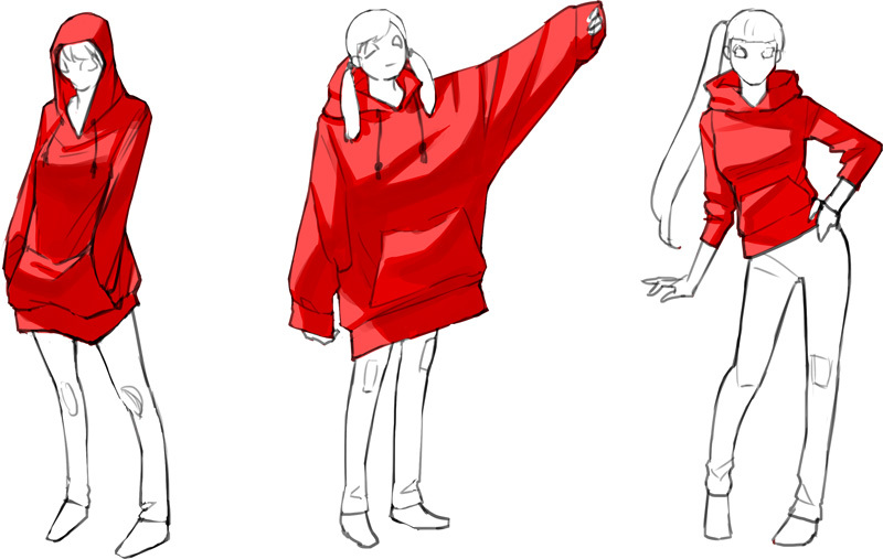 如何用线条画和色彩画衣服?