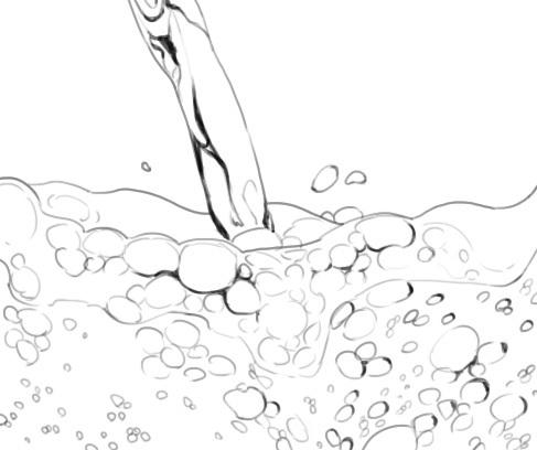 如何绘制流动中的碳酸水?