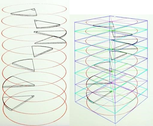 使用两点透视绘制螺旋楼梯！