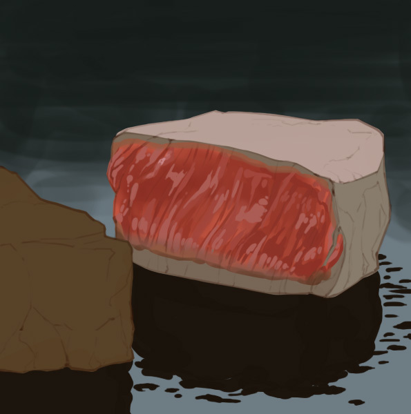 如何绘制出在热铁板上的肉?